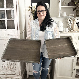 Nesting Corrugated Metal Tray Risers, Set of 2