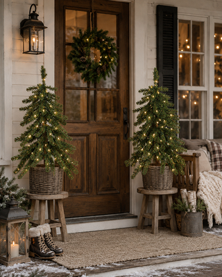Pre-Lit Alpine Tree 3 Ft with 50 Clear Lights and Wood Trunk
