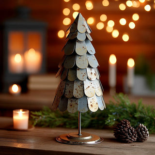 Rustic Scalloped Distressed Metal Christmas Tree