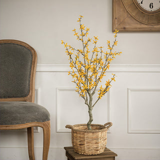 36 Inch Faux Yellow Forsythia Tree in Ceramic Pot