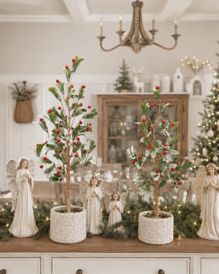 Kiss Me Berry Tree, Set of 2 Red Berry Accent Trees