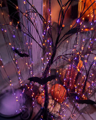 Pre-Lit Purple & Orange LED Spooky Trees, Set of 2