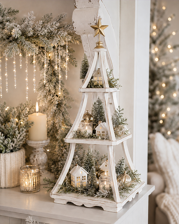 Stackable Tree Shelf Fir Wood 28 Inch Christmas Display Shelving