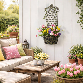 metal trellis wall planter antique bronze