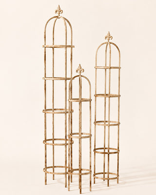 Fleur de Lis Metal Garden Trellis, Set of Three | Outdoor Proof