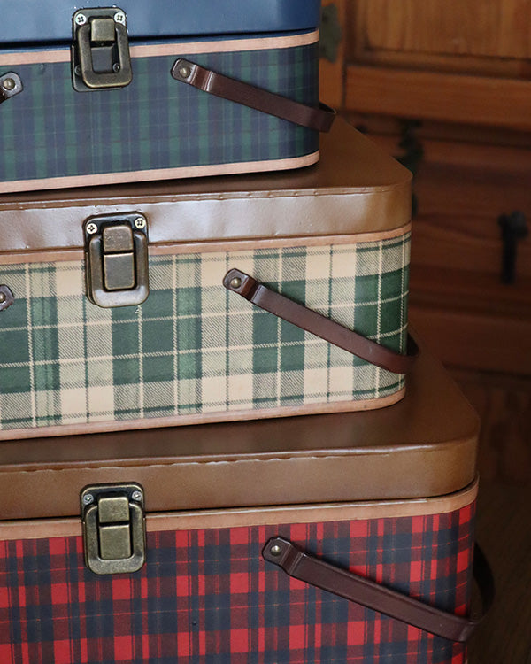 Tartan Plaid Holiday Trunk Boxes, Set of 3