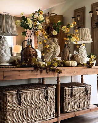Oversized Rattan Storage Trunks with Handles, Set of 3