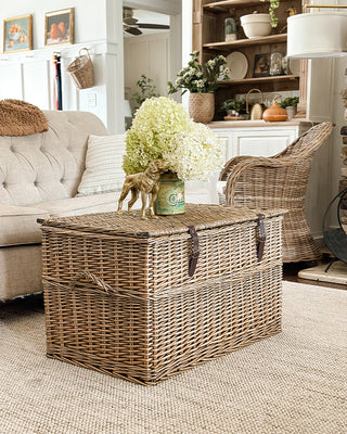 Oversized Rattan Storage Trunks with Handles, Set of 3