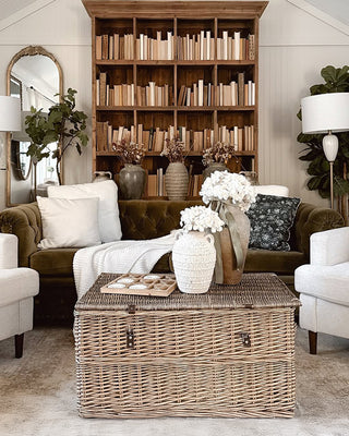 Oversized Rattan Storage Trunks with Handles, Set of 3