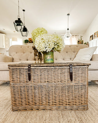 Oversized Rattan Storage Trunks with Handles, Set of 3