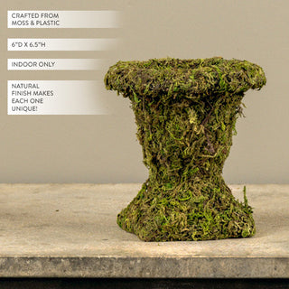 Footed Pedestal Moss Covered Urn Planter
