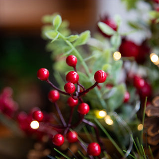 Pre-lit LED Poinsettia and Berry Christmas Urn Arrangement