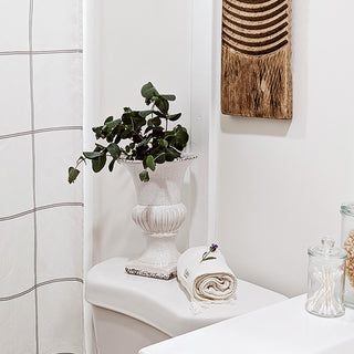 White crackle ceramic urn base farmhouse decor