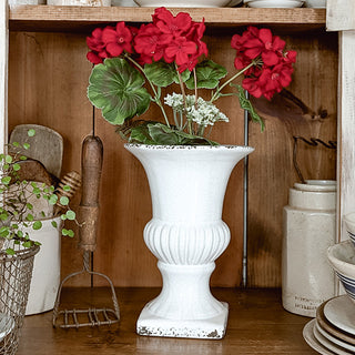 White ceramic urn planter bathroom farmhouse styling