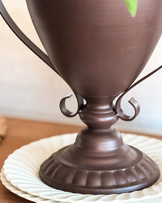 Bronze Metal Trophy Urn Planter Set of 3 with Handles