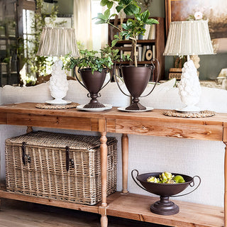 Bronze Metal Trophy Urn Planter Set of 3 with Handles