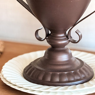 Bronze Metal Trophy Urn Planter Set of 3 with Handles
