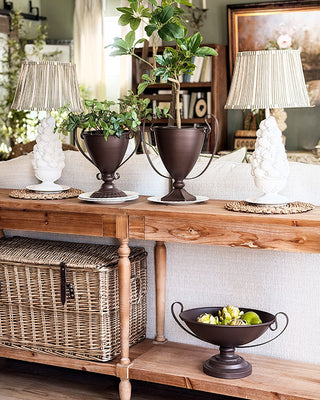 Bronze Metal Trophy Urn Planter Set of 3 with Handles