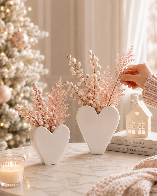 White Heart Shaped Bud Vase, Set of 2