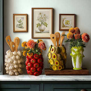 Set of ceramic vegetable vases for kitchen decor