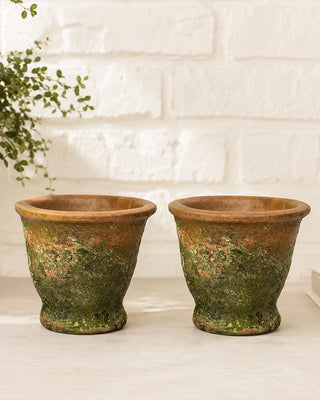 Rustic Green Cement Vases with Vintage Patina Finish - Choose Your Style