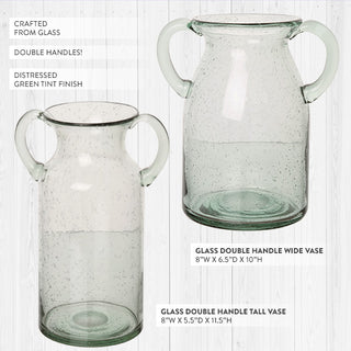 Vintage Inspired Glass Double Handle Vase, Choose Your Style
