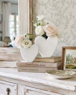 White Heart Shaped Bud Vase, Set of 2