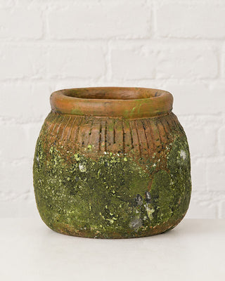 Rustic Green Cement Vases with Vintage Patina Finish - Choose Your Style