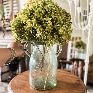 Vintage Inspired Glass Double Handle Wide Vase
