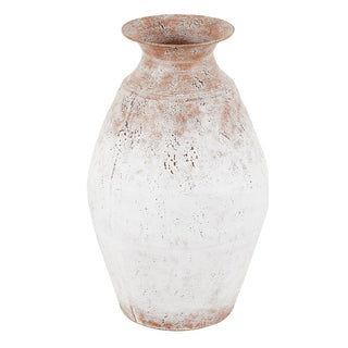 French farmhouse metal vase with authentic weathered patina and chipped paint details