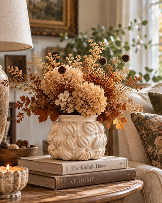 French Country Ceramic Pumpkin Vases, Set of 3