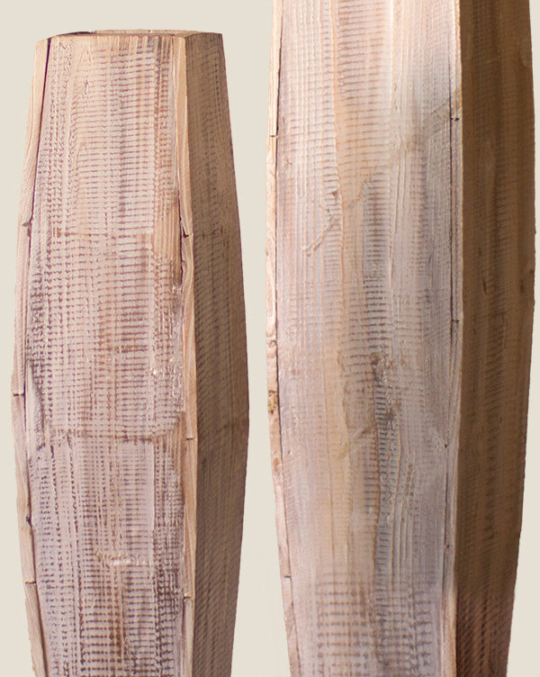 Tall White-Washed Wooden Vases, Set of 2