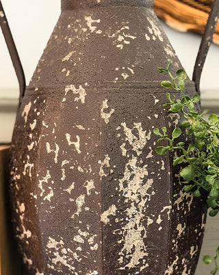 Rustic Farmhouse Chippy Patina Urn Vases, Set of 2