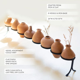 Clay vessel set showing varied shapes and natural finish details