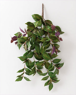 Faux Hanging Vine with Variegated Green and Purple Leaves