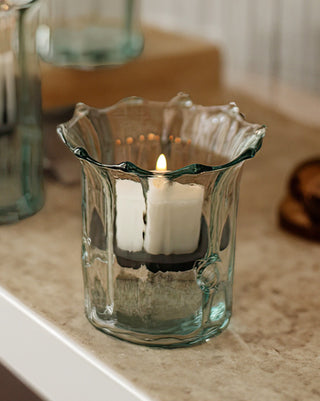 Recycled Glass Votive Candle Holders Set - Choose Smooth or Ribbed Style