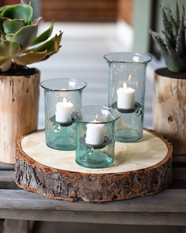 Recycled Glass Votive Candle Holders Set - Choose Smooth or Ribbed Style