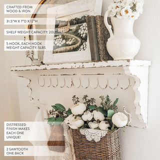 Distressed wood iron wall shelf product details
