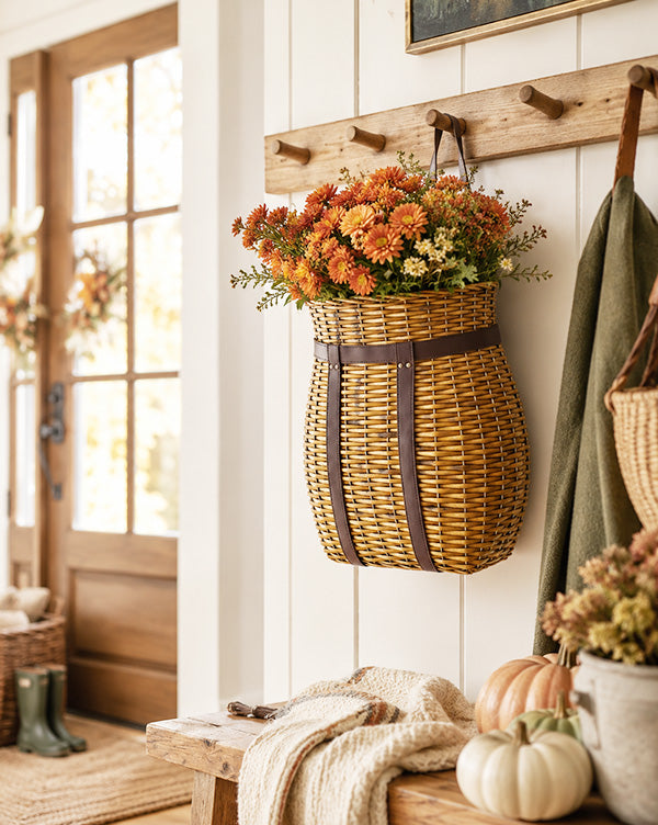 Oversized Rattan Wall Basket