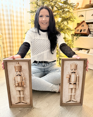 Wooden Nutcracker Wall Decor, Set of 2 Fir Wood Christmas Wall Hangings