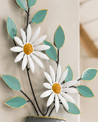 Daisy Bouquet Metal Flower Wall Vase, Set of 2