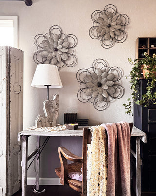 Floral Galvanized Metal Wall Art, Set of Three