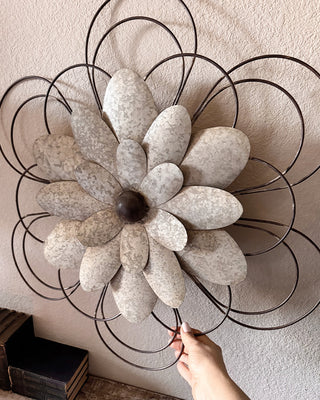 Floral Galvanized Metal Wall Art, Set of Three