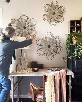 Floral Galvanized Metal Wall Art, Set of Three