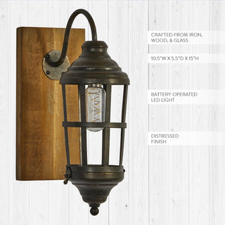Battery Operated Industrial Wall Sconce - No Wiring