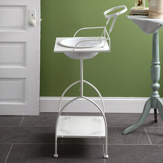  Three tier metal washstand with wash basin and storage shelf