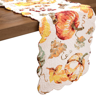 Reversible Watercolor Pumpkin Placemat Set and Table Runner | Autumn Glow