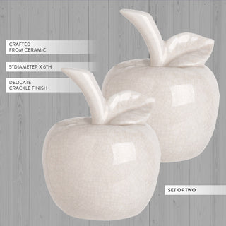 Crackled Ceramic Apples, Set of 2
