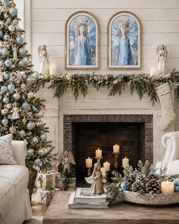 Arched Winter Angel Wall Art, Set of Two | Switch-a-Print Series