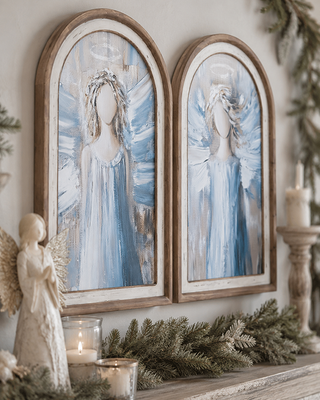 Arched Winter Angel Wall Art, Set of Two | Switch-a-Print Series